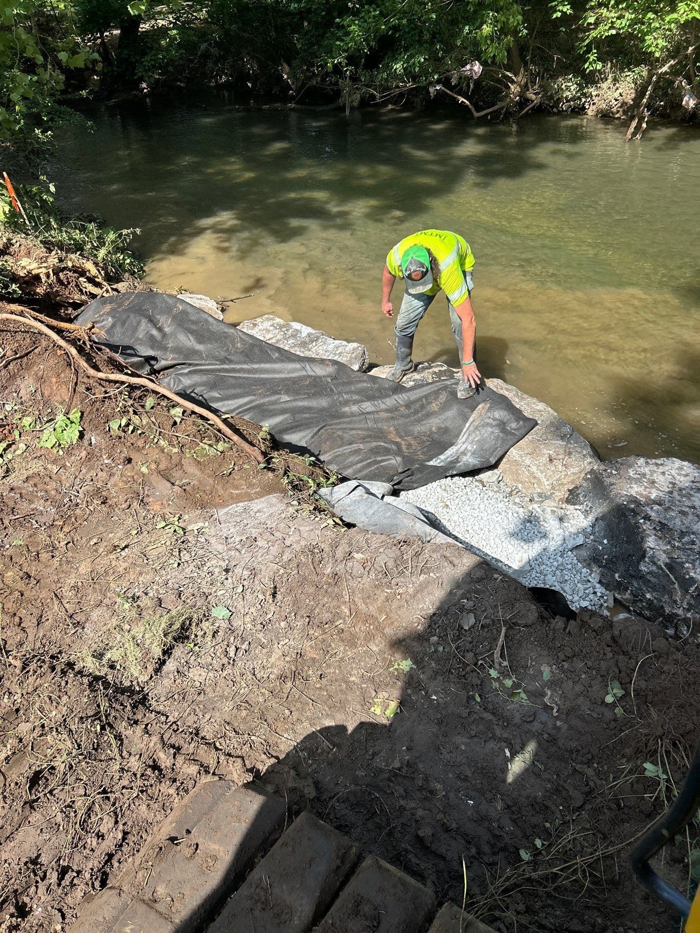 MTM's experienced stream restoration crew working on site