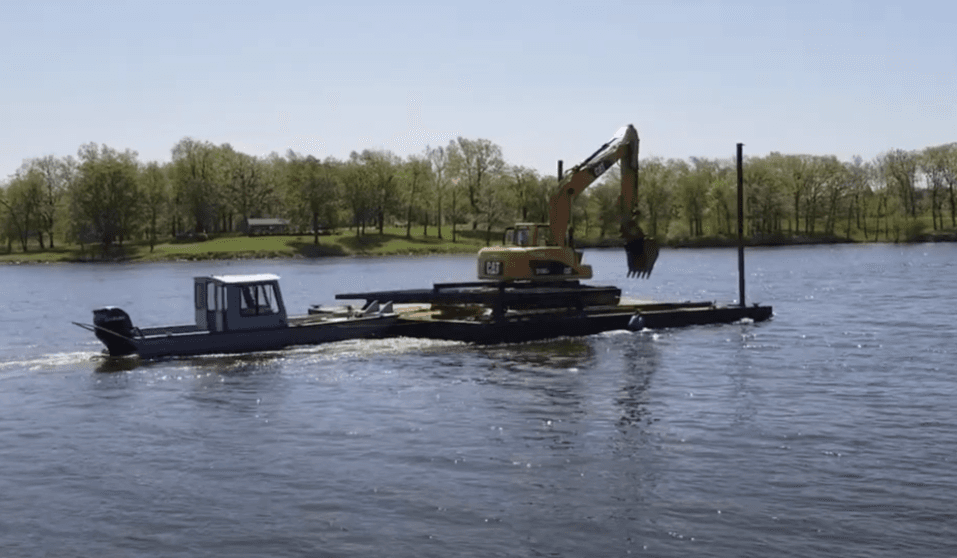 Barge with Excavator Operations